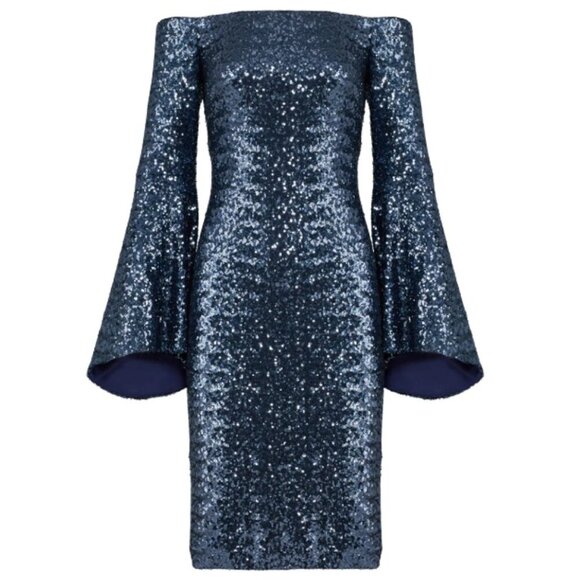 THEIA Midnight Sequin Sheath Dress in Size 10 Fully Lined - Picture 4 of 12